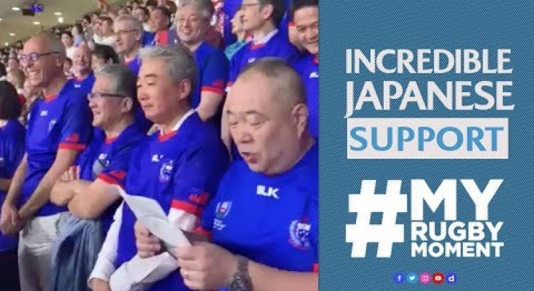 Japan fans sing the Samoa national anthem | #MyRugbyMoment