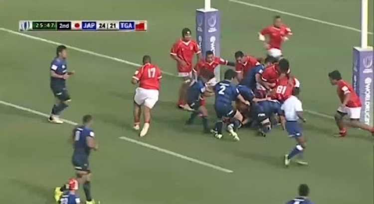 Tevita Tatafu smashes his way to try for Junior Japan - World Rugby Pacific Challenge