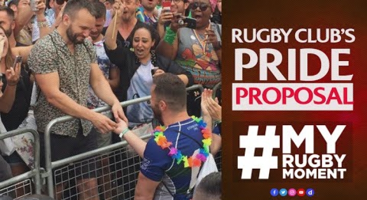 Teammates help rugby player propose at London Pride | #MyRugbyMoment
