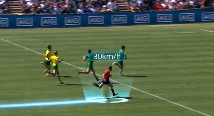 Referee Jeremy Rozier shows his pace at Rugby World Cup Sevens