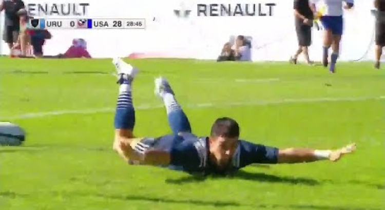 Nate Augspurger with the epic celebration - Americas Rugby Championship