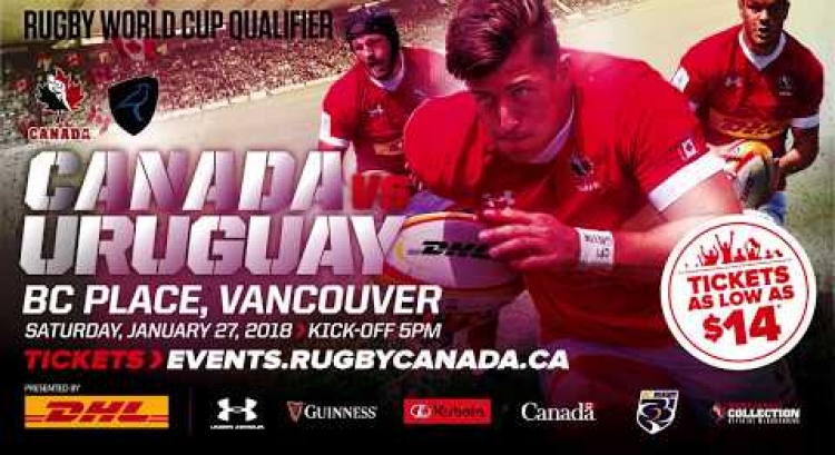 Canada's Men's Team to face Uruguay in 2019 Rugby World Cup qualifier at BC Place January 27, 2018
