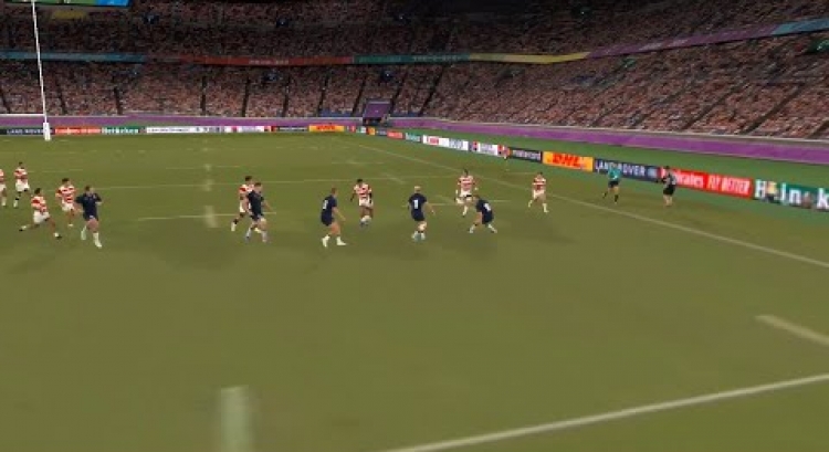 Outrageous angles of Fukuoka's kick through try