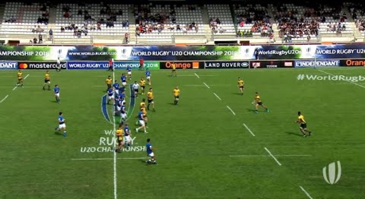 It's raining platinum 5 pointers as Stewart crosses the line v Italy - World Rugby U20s