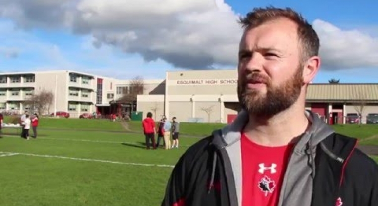 Senior men's staff and players deliver community engagement with Esquimalt High School