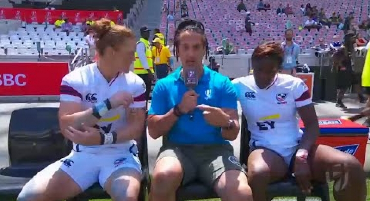Tenana's hilarious sideline interview with USA's Kelter and Tapa