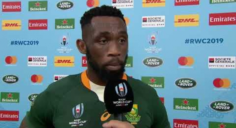 Siya Kolisi reacts to South Africa's Quarter Final win