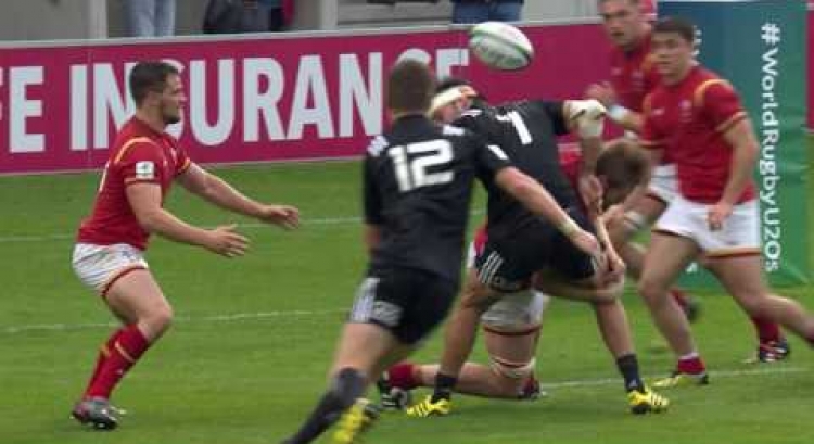 Tom Phillips with a textbook big tackle for Wales U20s!