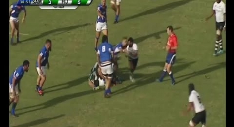 Fiji fly-half has a roasting hot sidestep! - Pacific Nations Cup