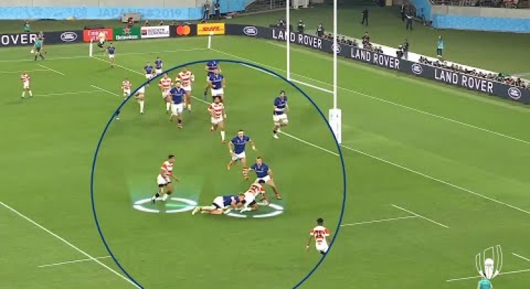 Japan's Timothy Lafaele sets up try with incredible offload